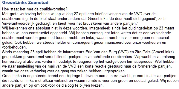 reactie groenlinks
