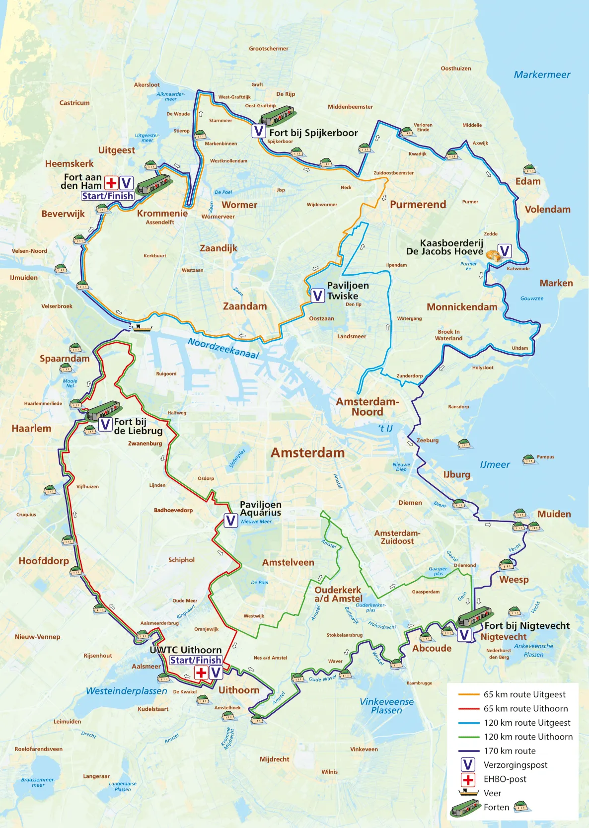 routekaart ronde van de stelling van amsterdam 2023