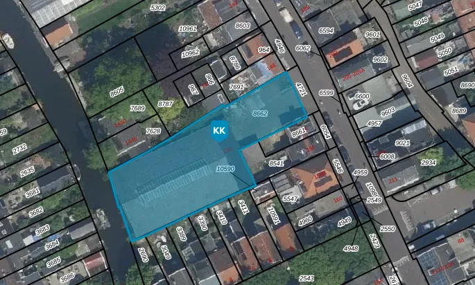 Het perceel op de kadastrale kaart.&nbsp;