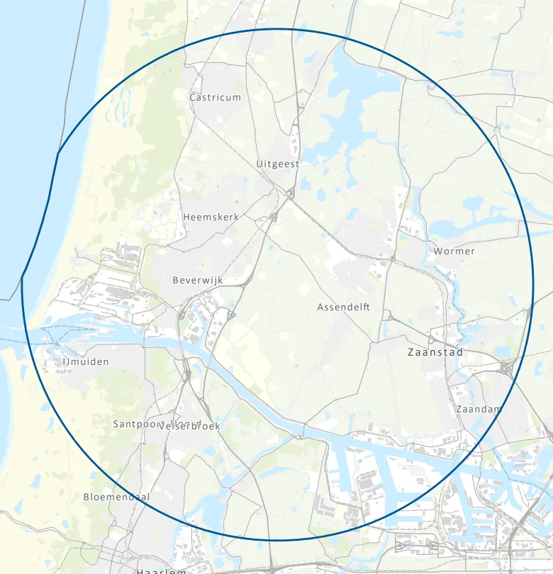 Het gebied waar het vervoersverbod geldt.&nbsp;