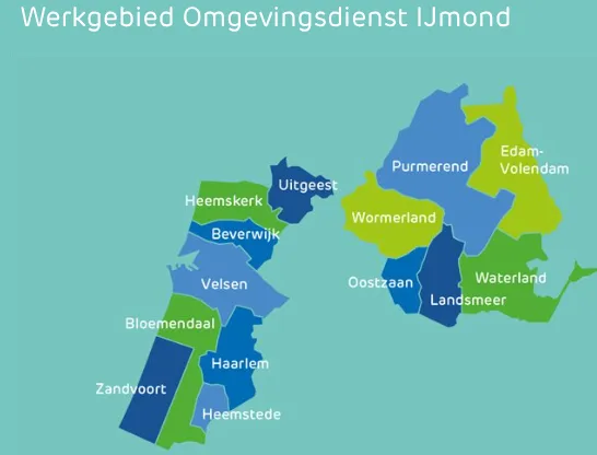 De Omgevingsdienst Noordzeekanaalgebied werkt voor de gemeenten Zaanstad, Aalsmeer, Amstelveen, Amsterdam, Diemen, Haarlemmermeer, Ouder-Amstel en Uithoorn.