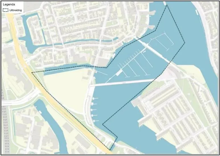 Het voorlopige gebied met gereguleerd parkeren.&nbsp;