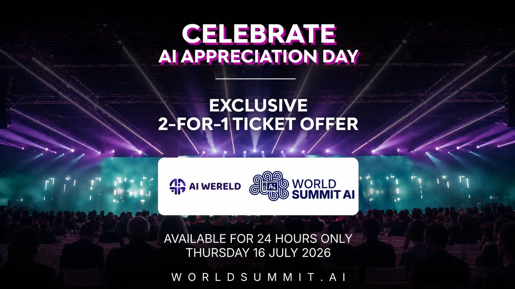 AI Appreciation Day Profiteer vandaag van een exclusieve 2-voor-1 ticketactie voor World Summit AI