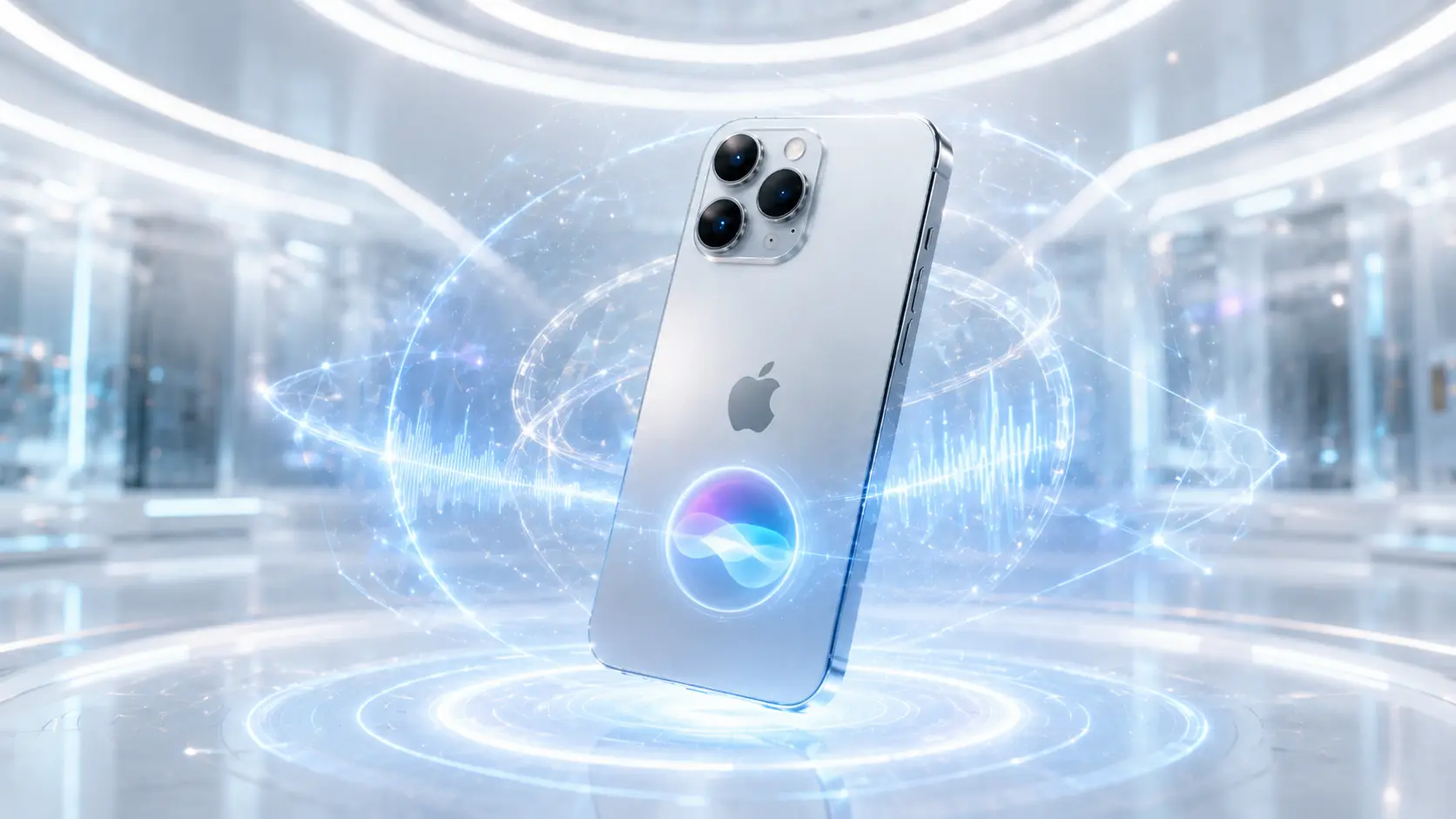 Een iPhone met Siri op de achterkant