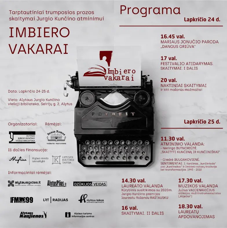 plakatas su programa imbierai
