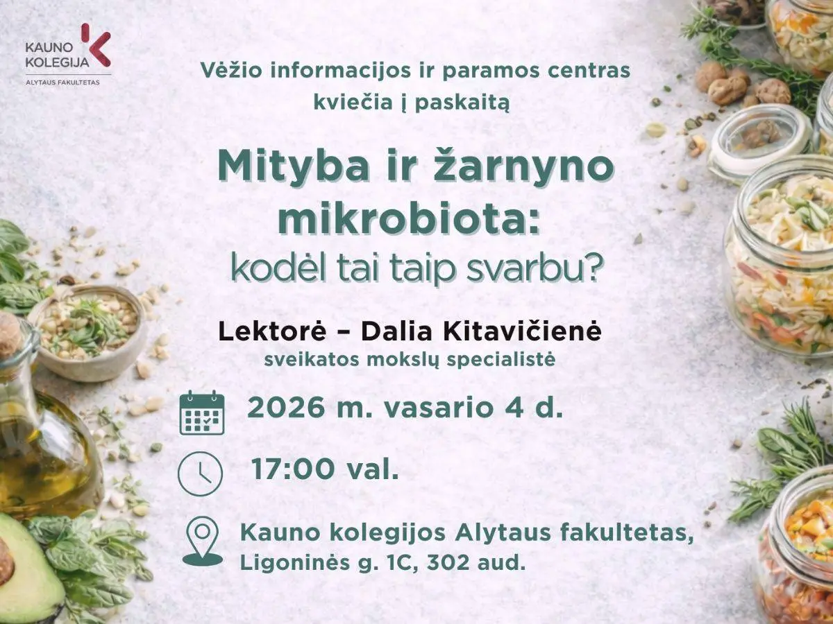 paskaita.mityba.žarnynas.alytus,kauno_kolegija