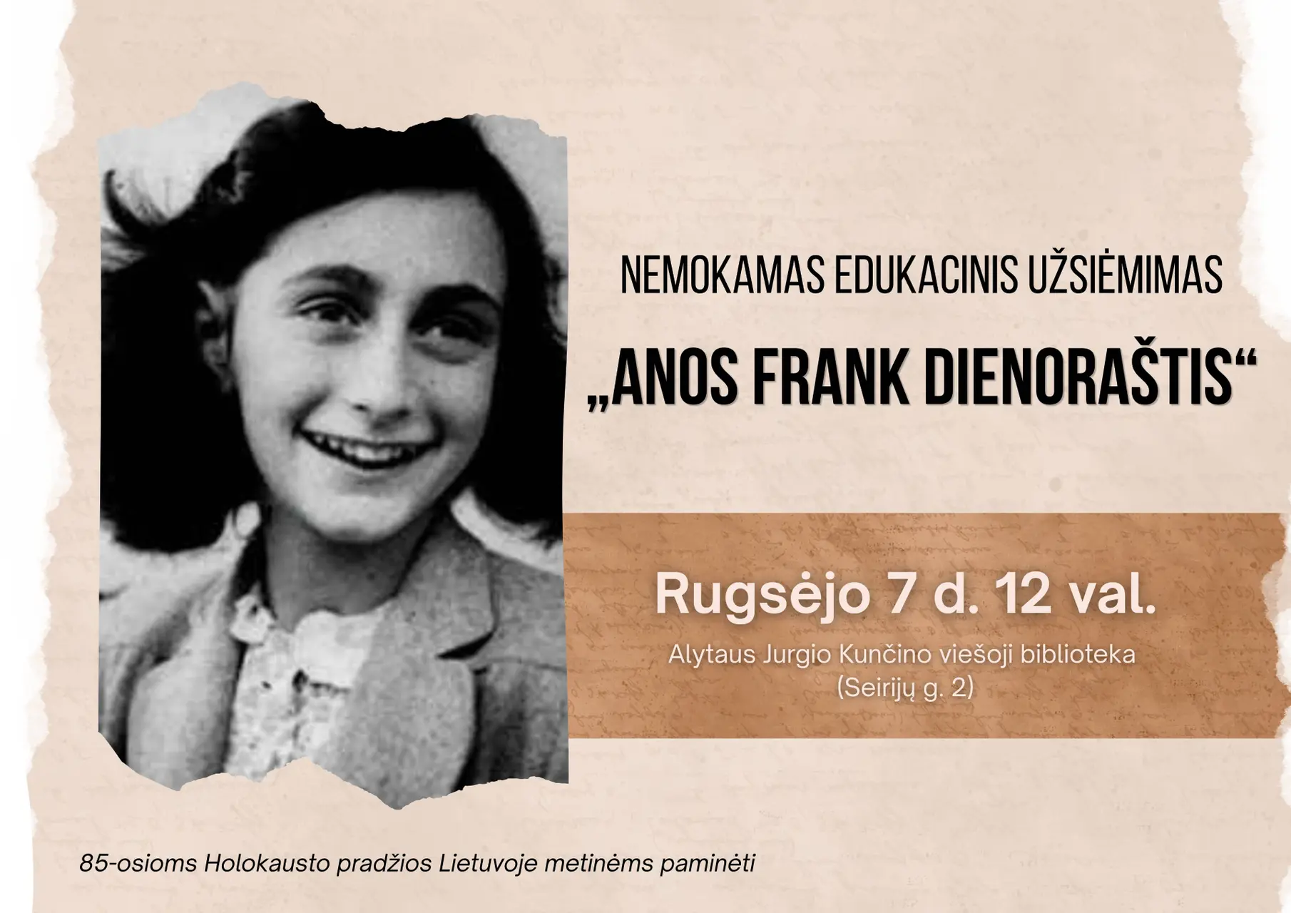 Anos frank dienoraštis. A4 plakatas