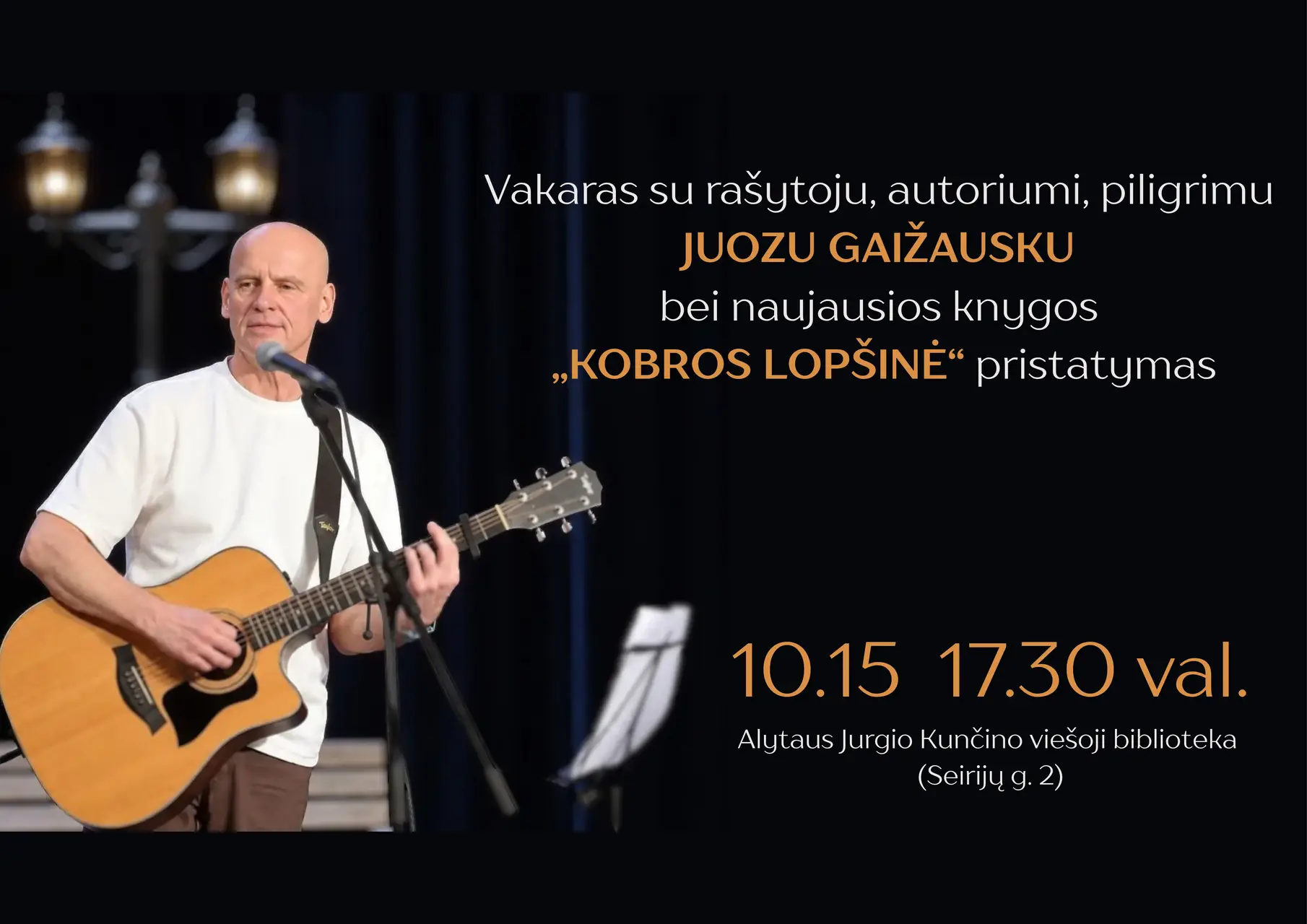 Vakaras su rašytoju Juozu Gaižausku. A4 plakatas