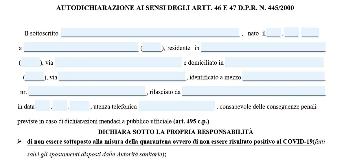 autocertificazione foto