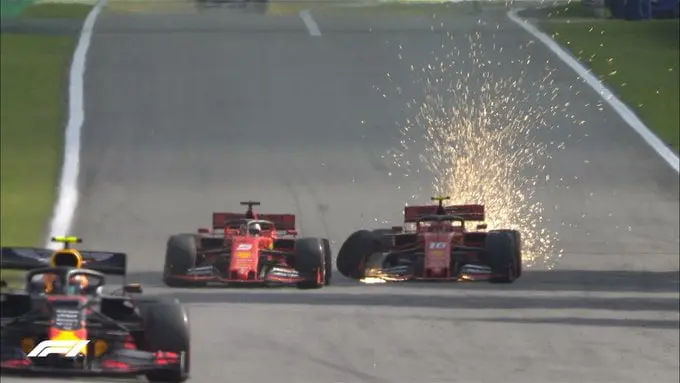 contatto vettel leclerc