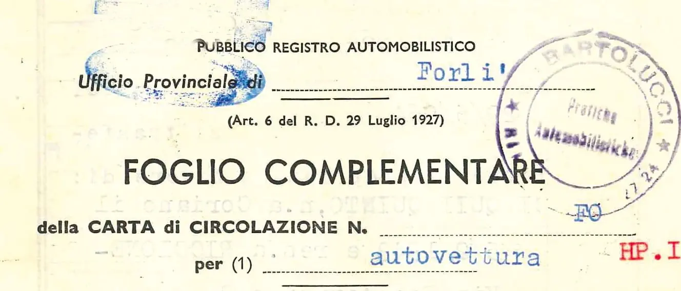 documenti auto storica