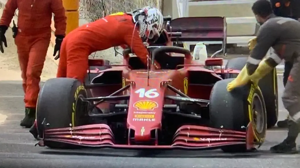 leclerc stop with ferrari sf21