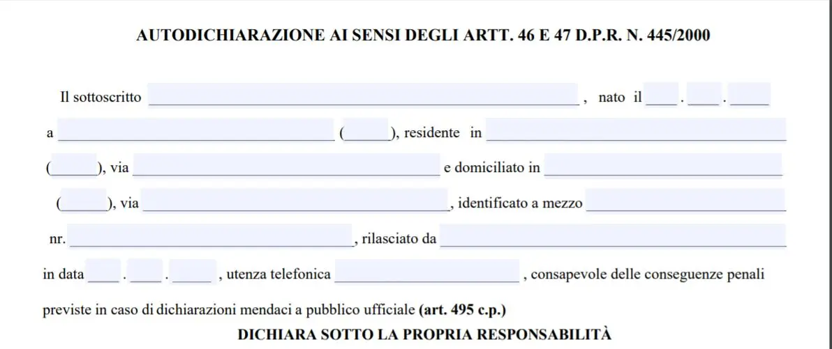 modulo autocertificazione spostamento tra regioni