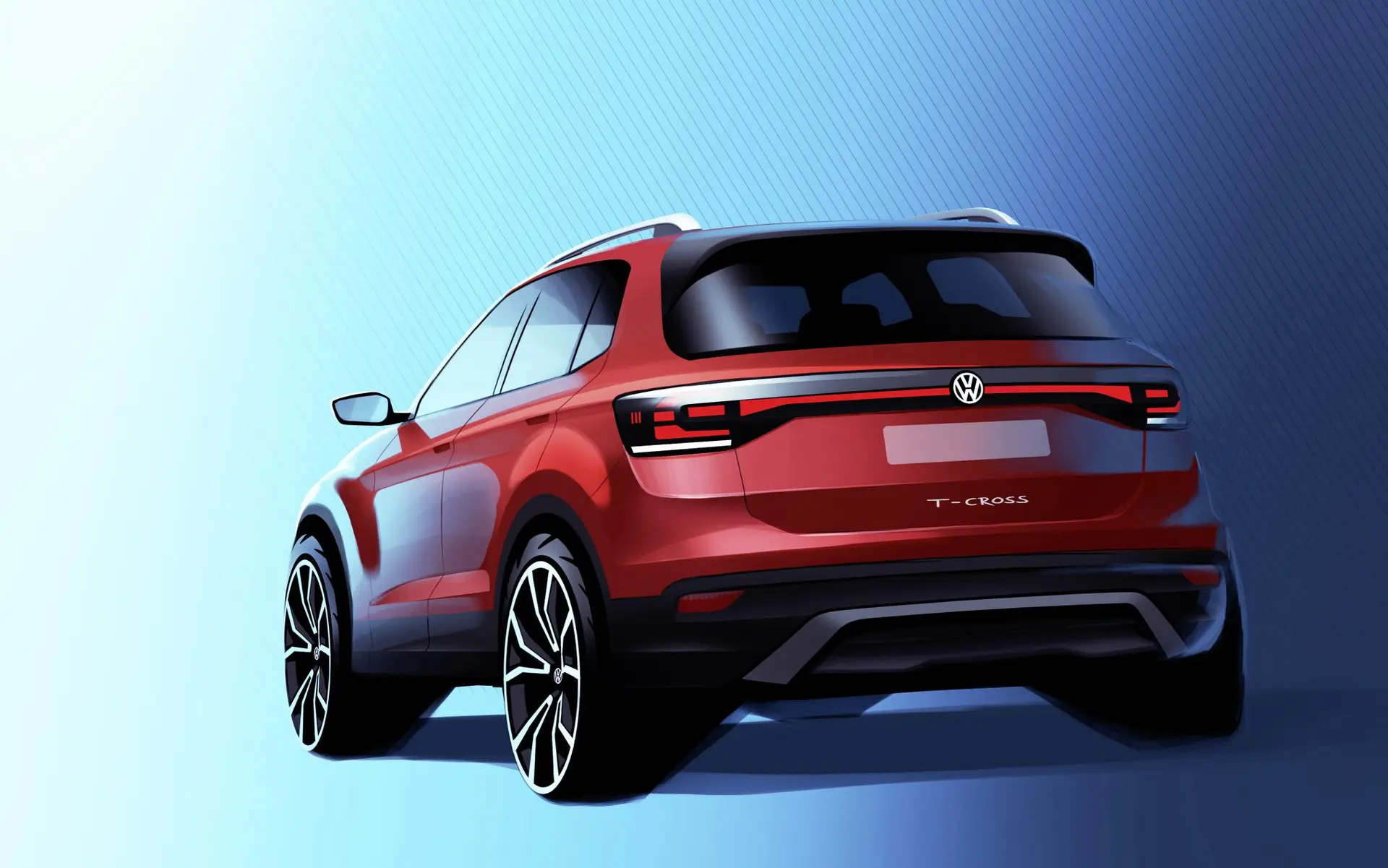 the all new volkswagen t cross design sketch