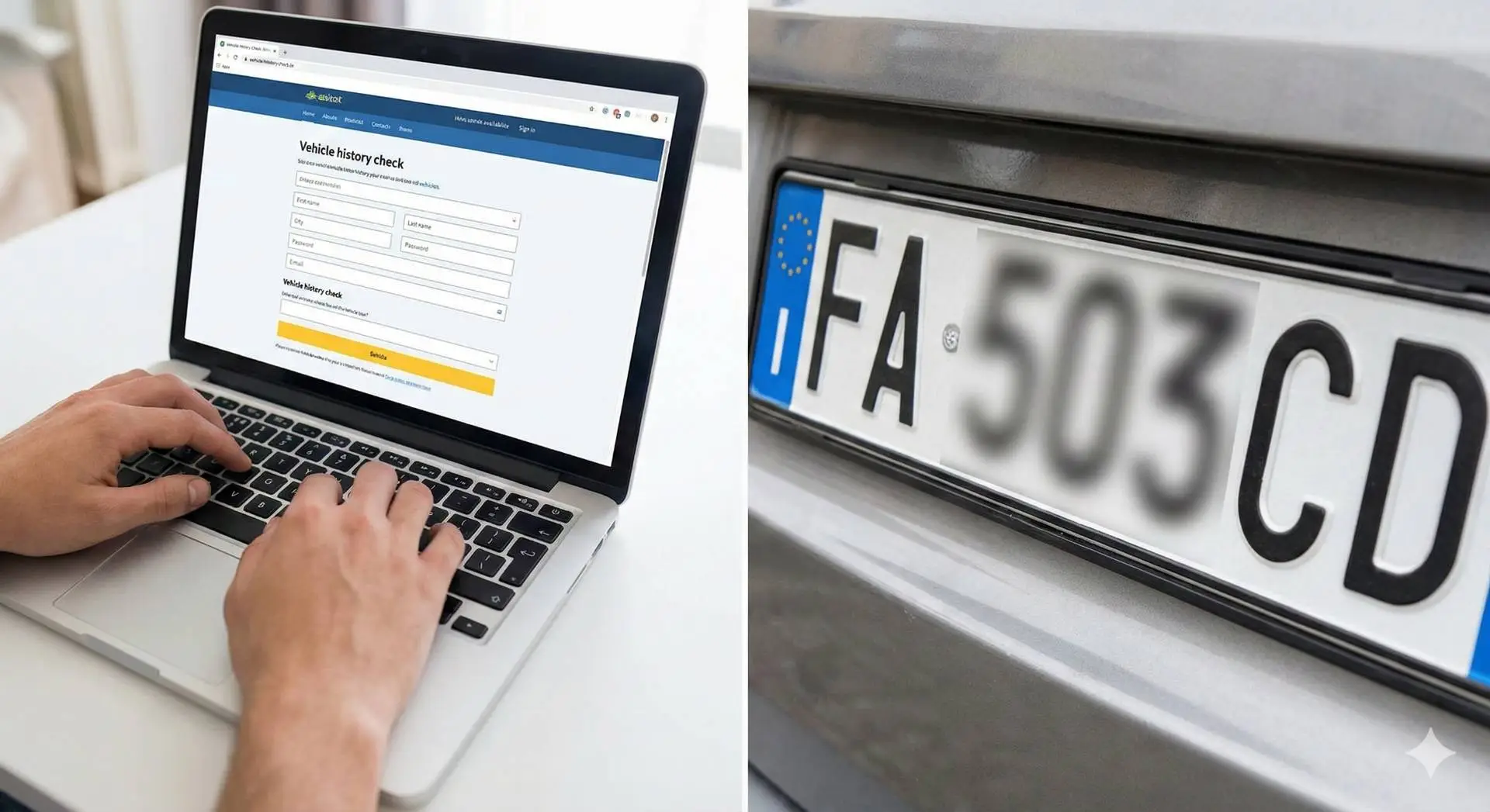 Inserimento della targa auto nel portale online per la richiesta della visura PRA