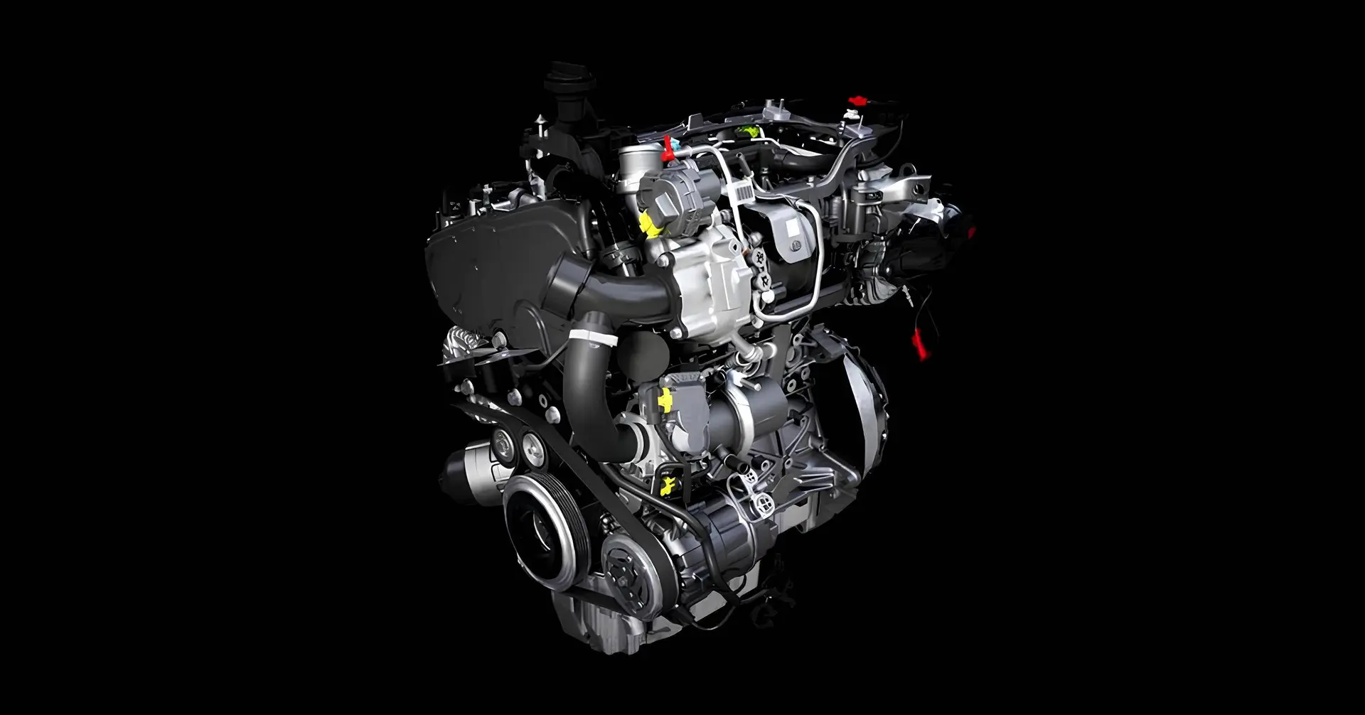 Nell'immagine si vede un render del nuovo motore 1.6 Diesel di Stellantis