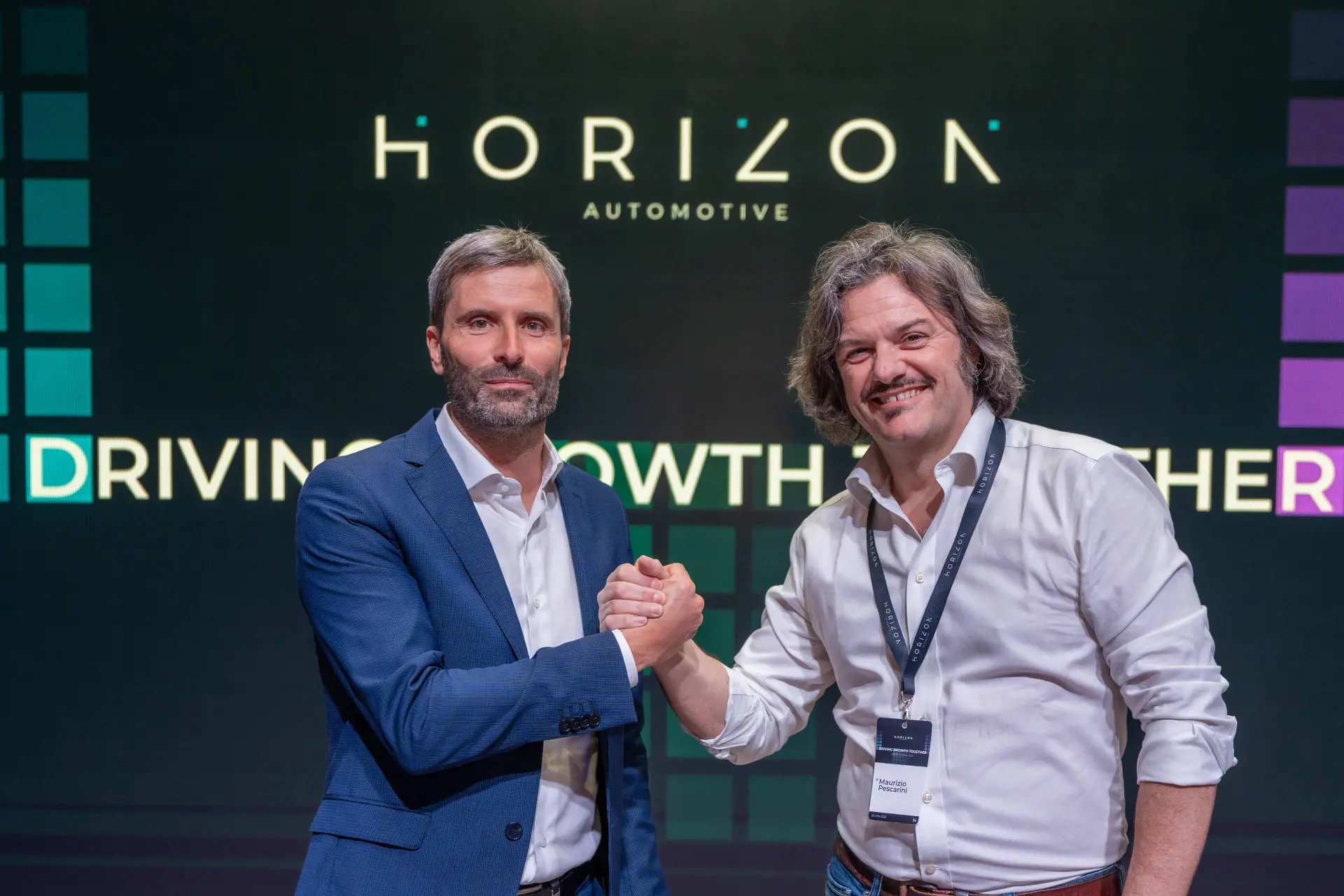 Nell'immagine si vedono il CEO di Horizon Luca Cantoni e il CEO di Facile.it Maurizio Pescarini