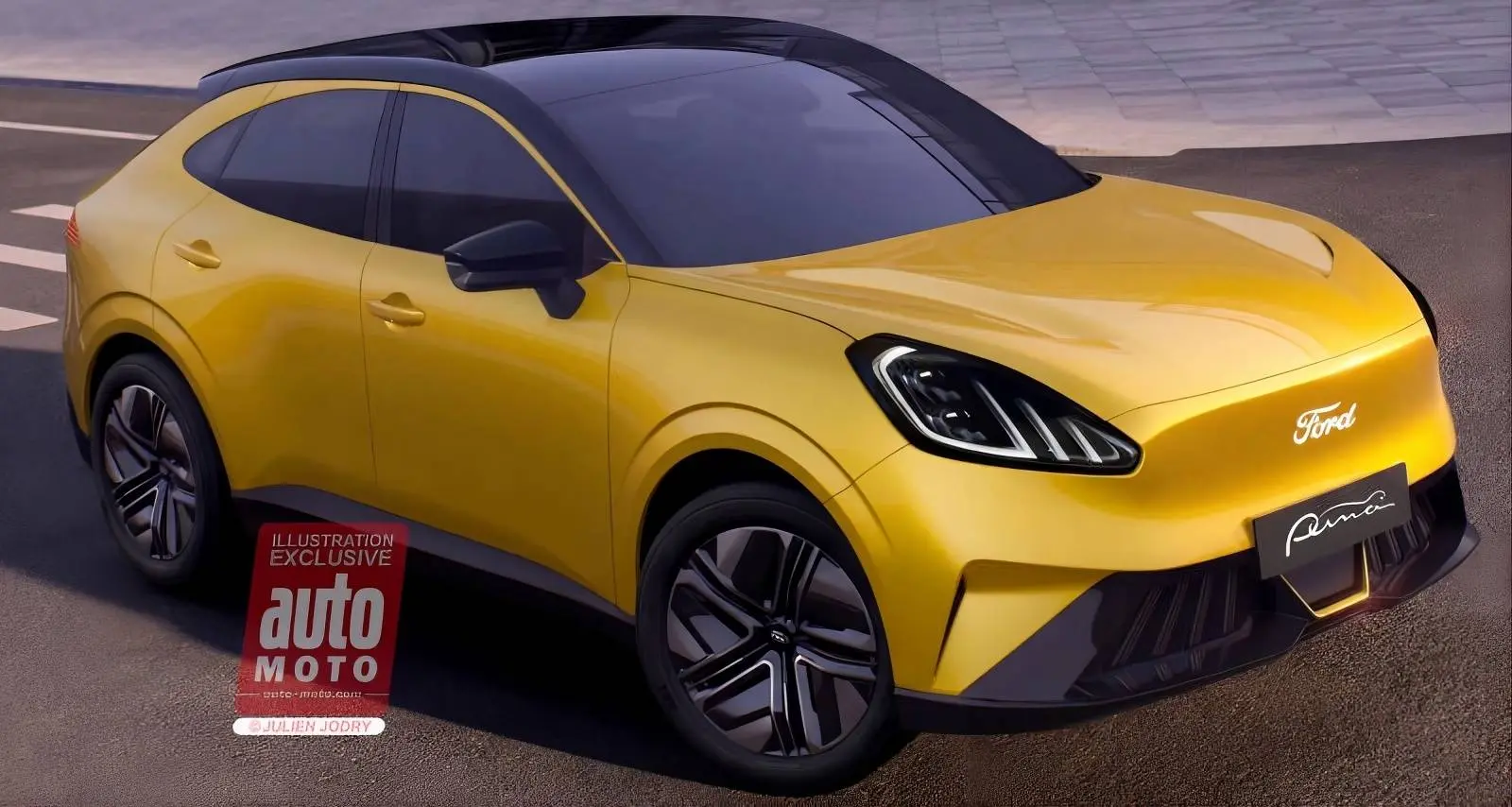 ford-puma-2029 di colore giallo render