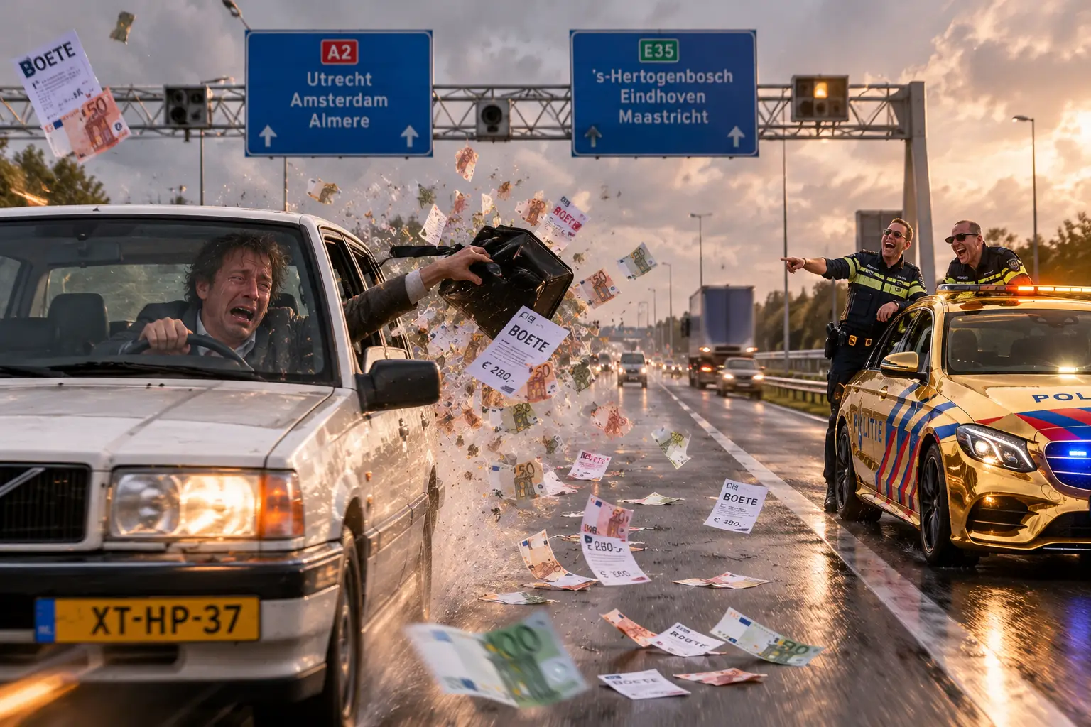 Chaotische boetejacht op de A2