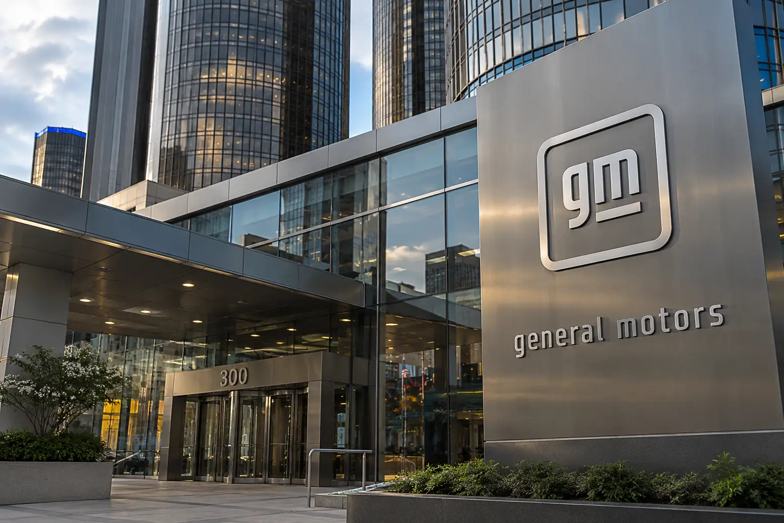 General Motors-hoofdingang in de stad