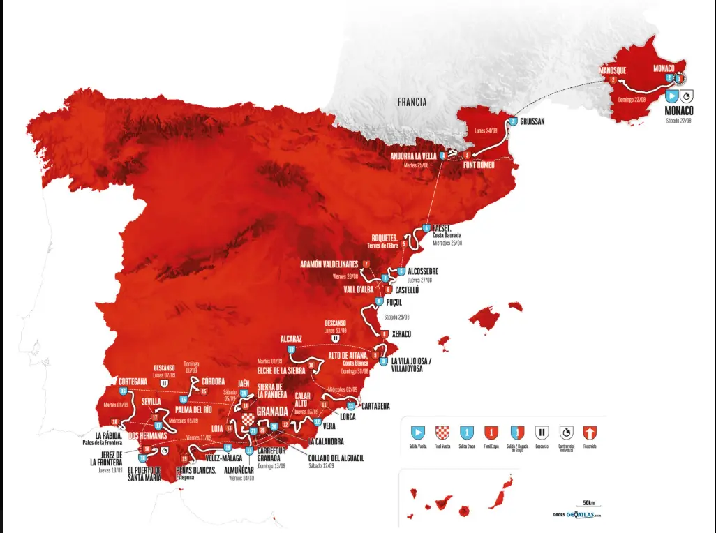 Las 21 etapas de la Vuelta a España 2026