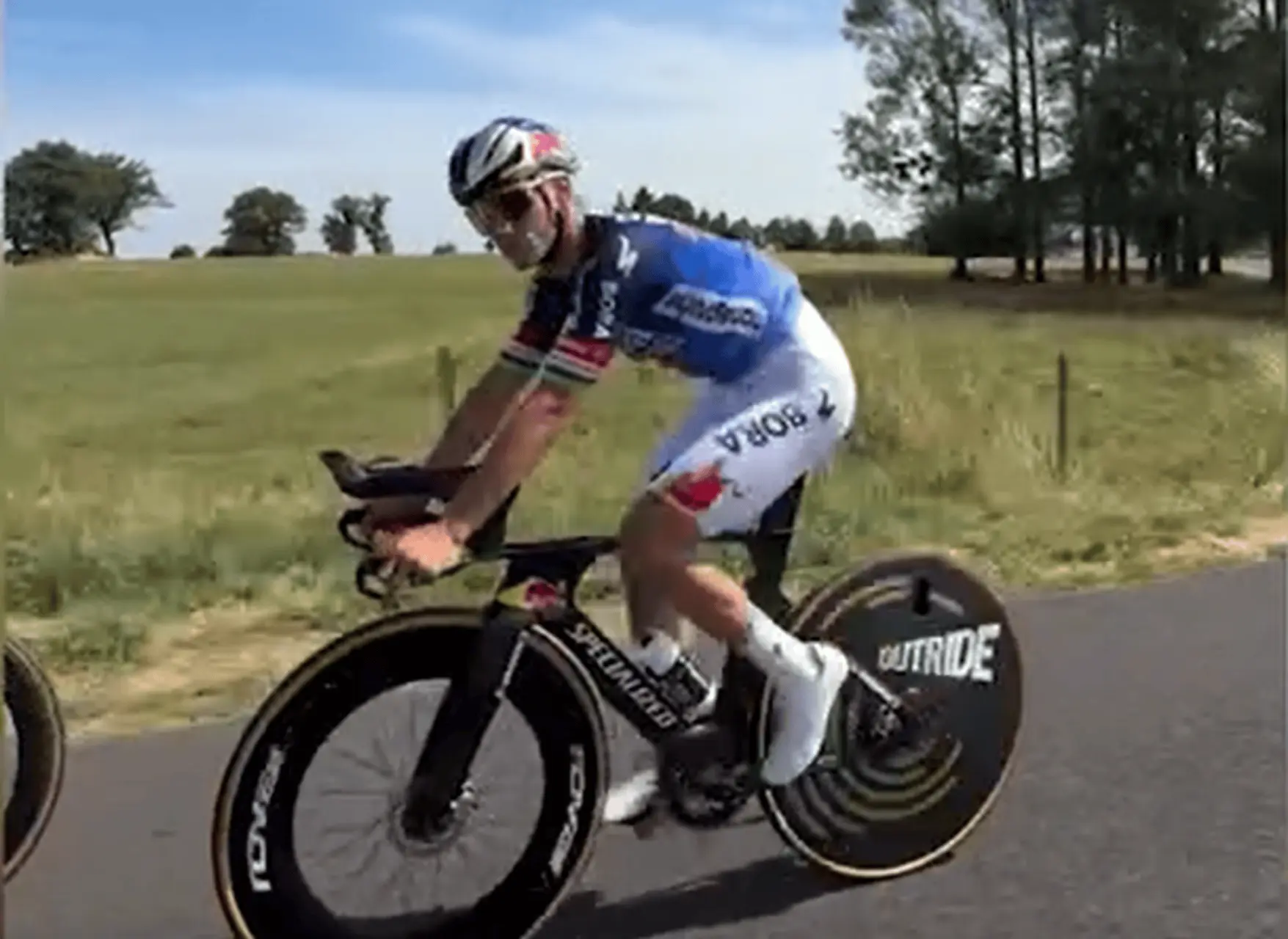 Remco Evenepoel shows off Red Bull - BORA - hansgrohe's upside down special kit for Tour de France rest day