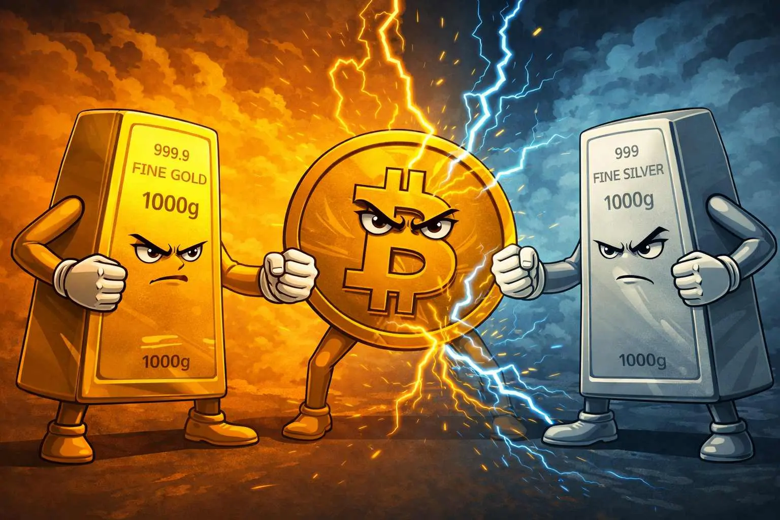 Bitcoin vs goud vs zilver