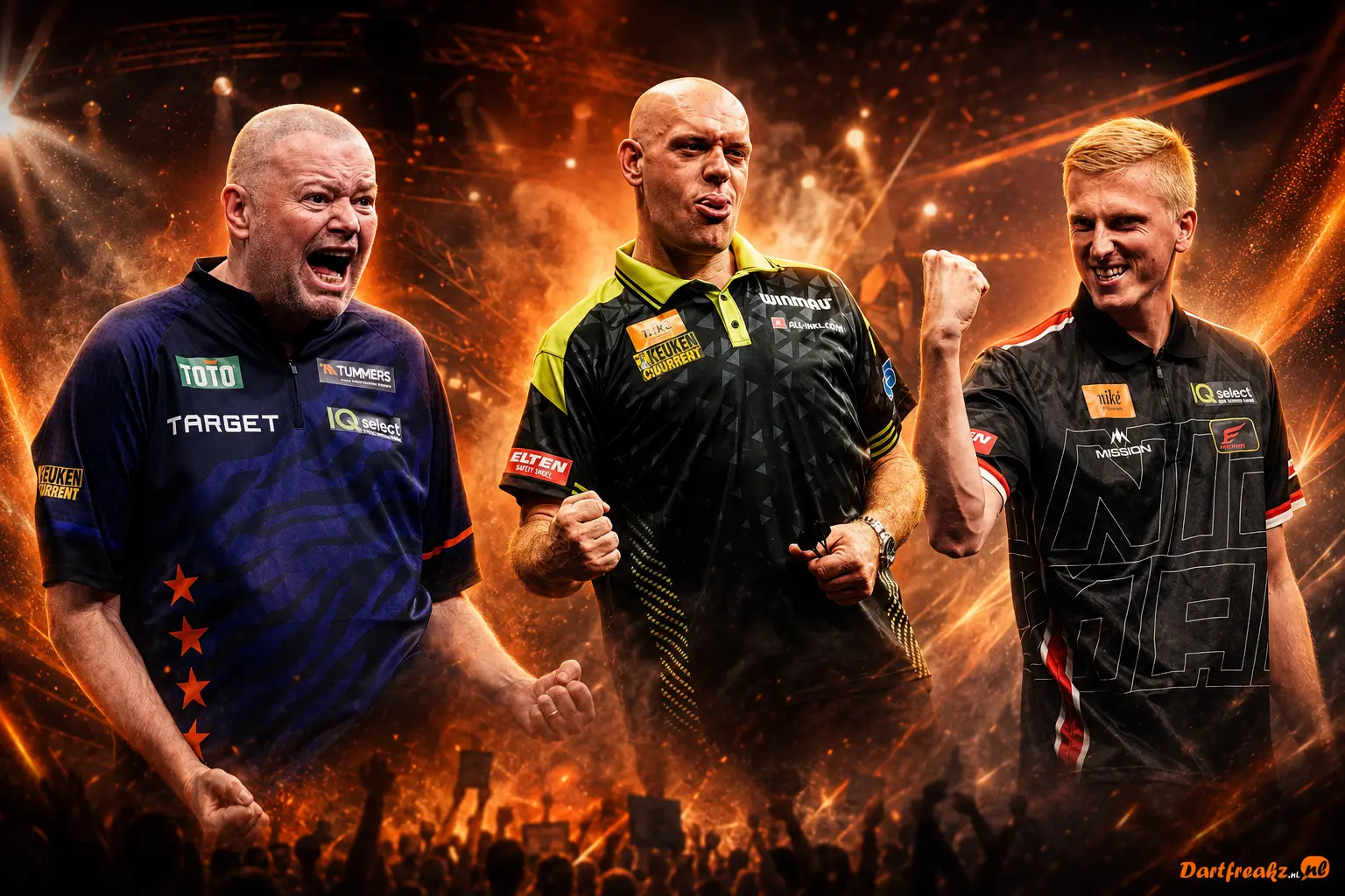 Raymond van Barneveld, Michael van Gerwen en Wessel Nijman