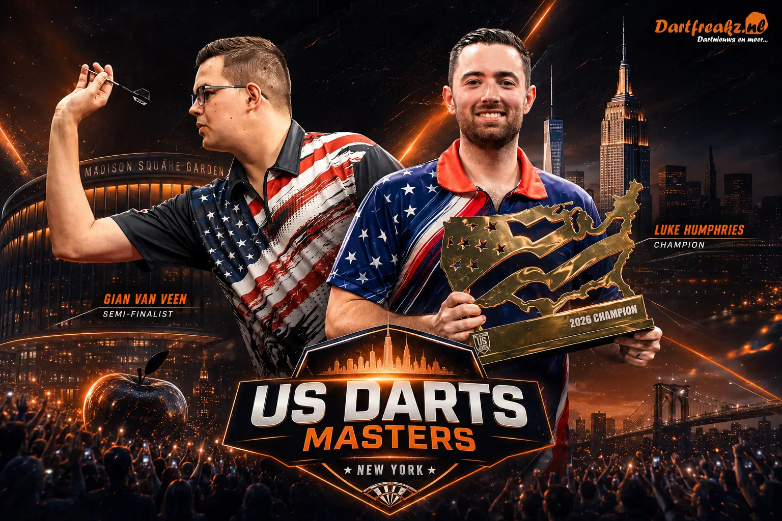 Luke Humphries wint 2026 US Darts Masters, Gian van Veen halve finale