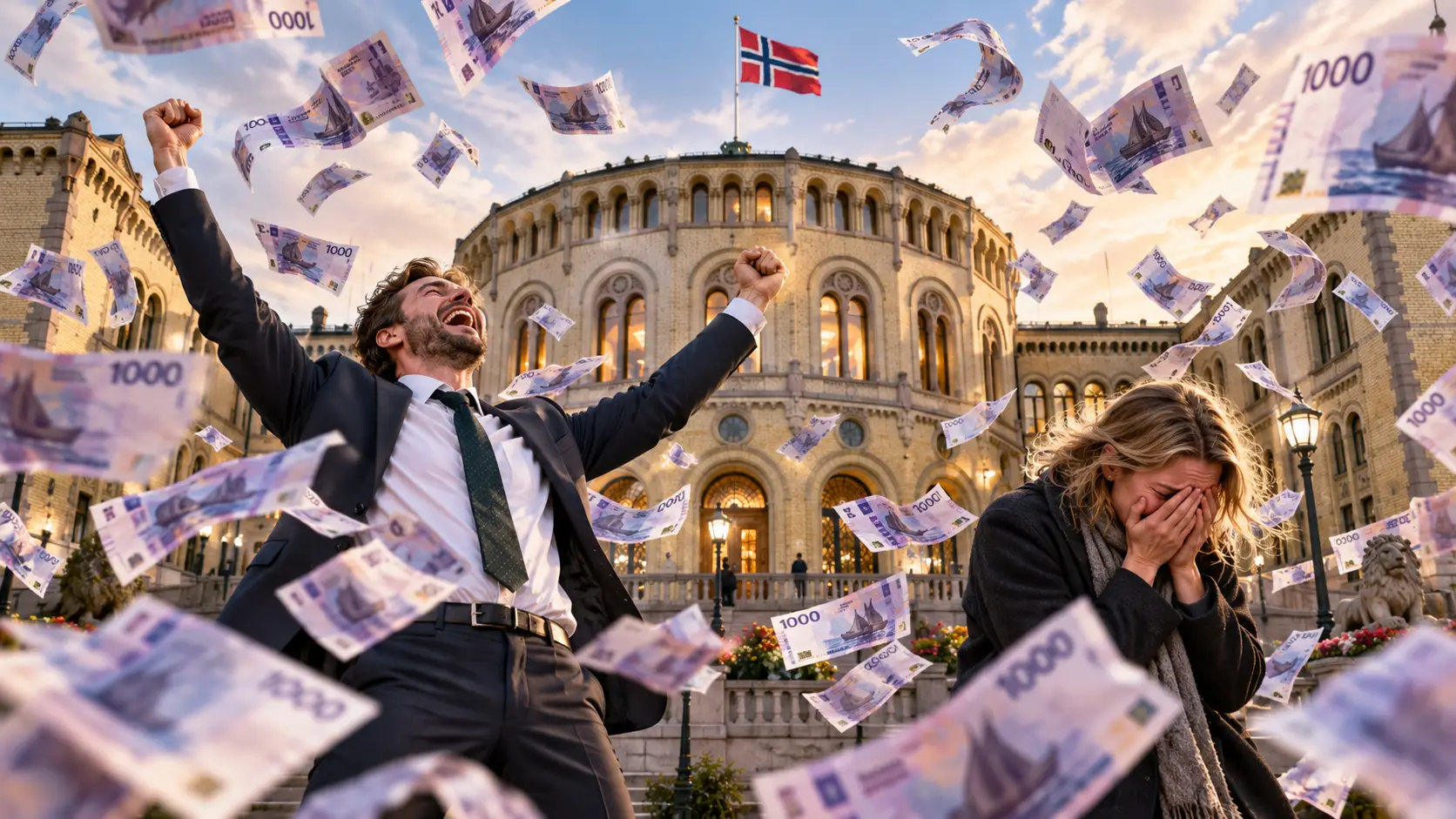 Pengeslør foran Stortinget