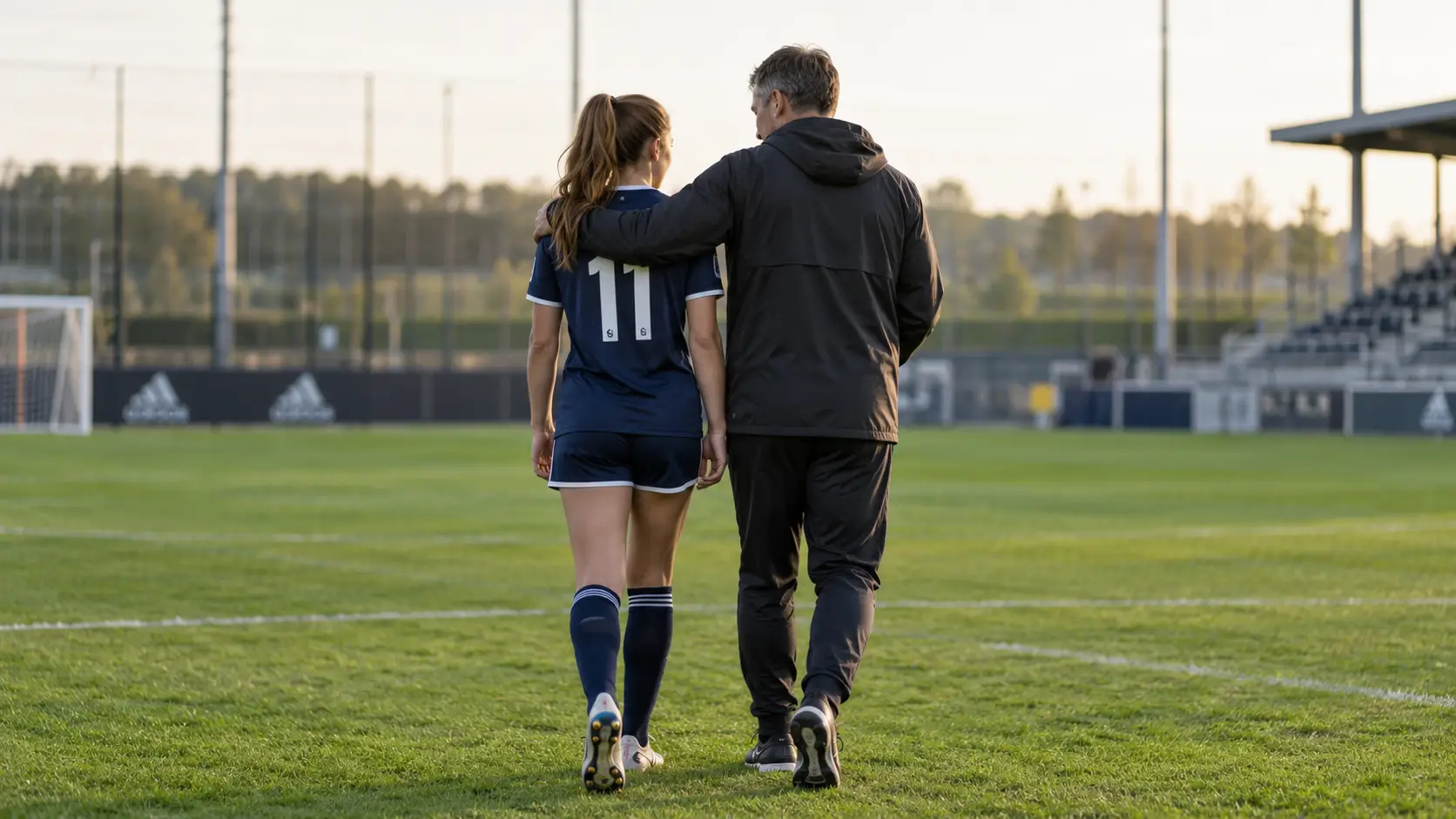 Støttende vandring over fotballbanen