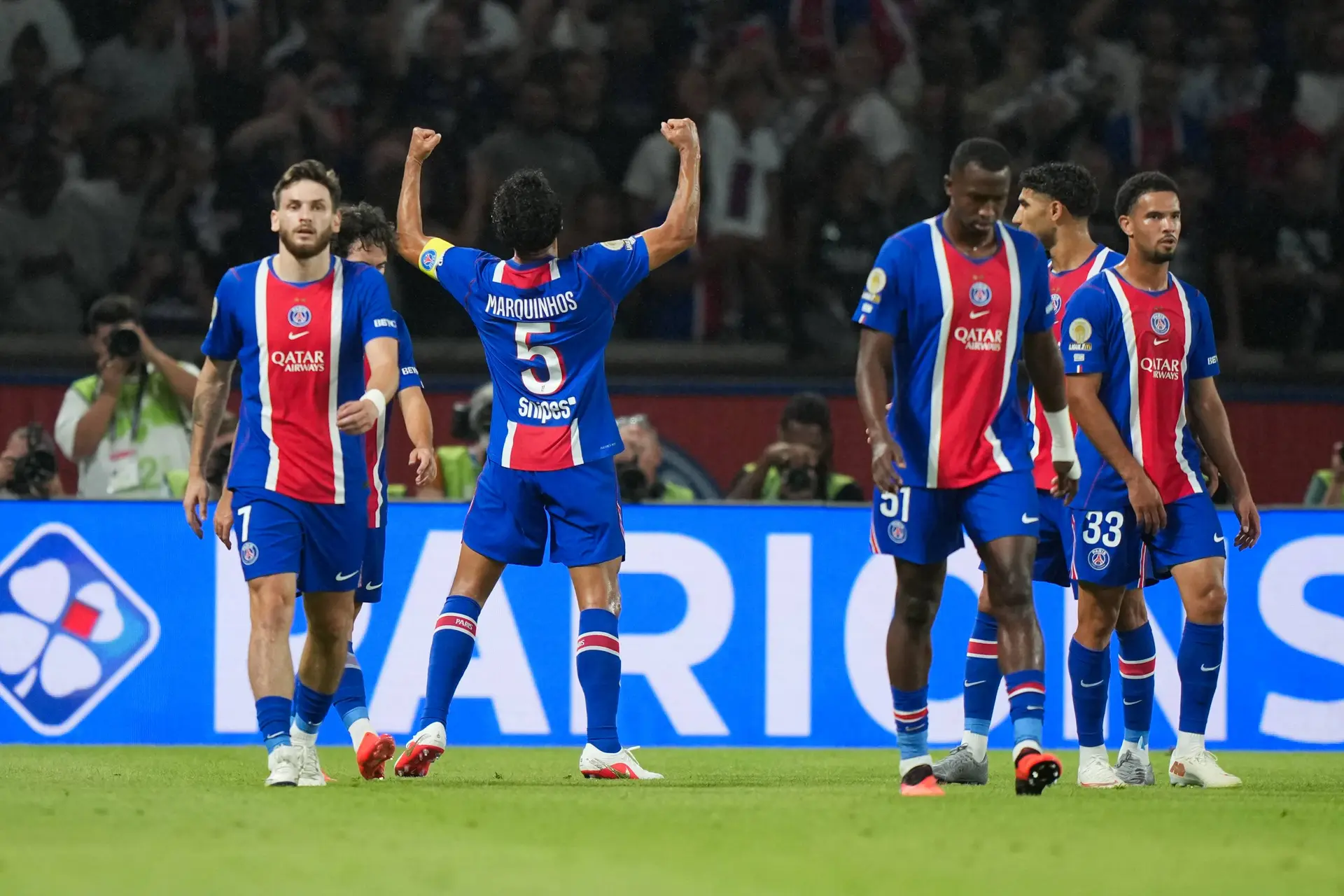 PSG-ASM : Marquinhos ouvre le score en patron