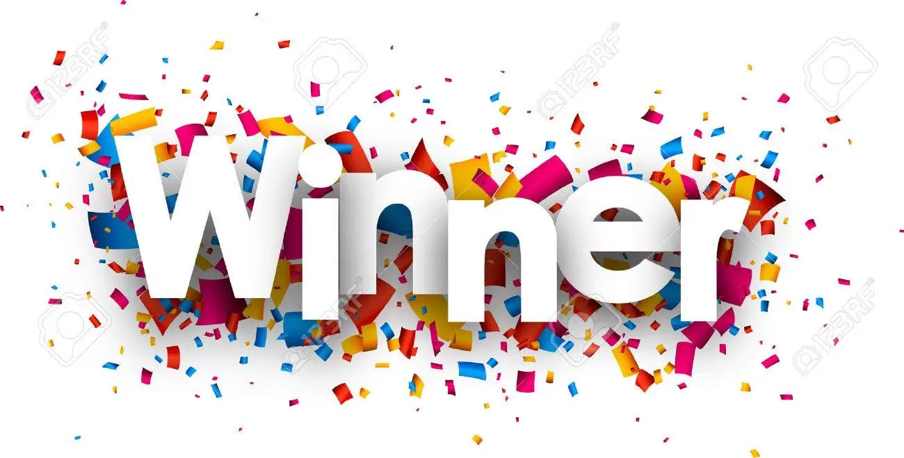 45573198 winner sign with colour confetti vector paper illustration