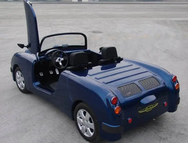 austin healey frog eyed sprite rear blue