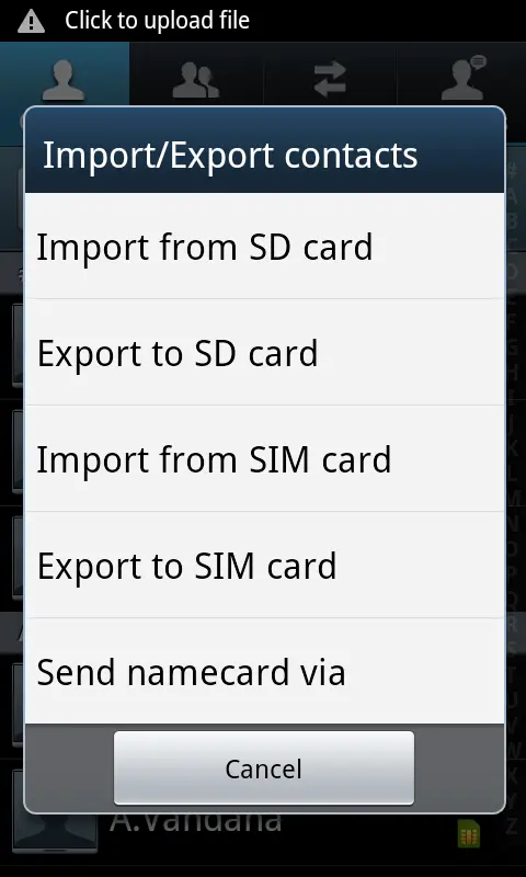 export contacts