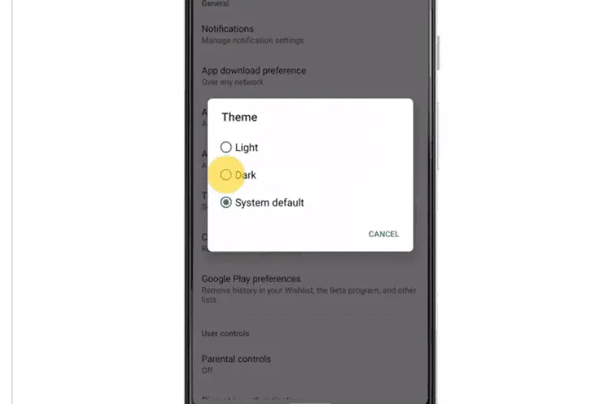 google play store dark theme a