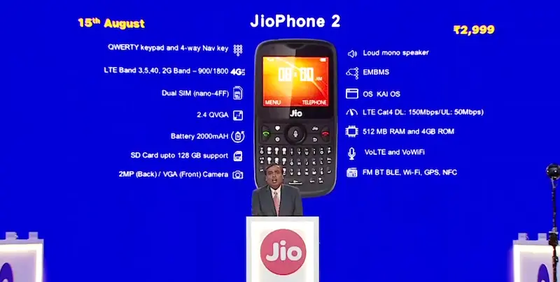 jiophone 2 4g volte 2