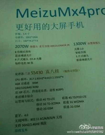meizu mx4 pro specs