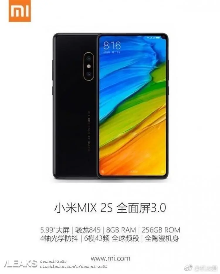 mi mix 2s render leak