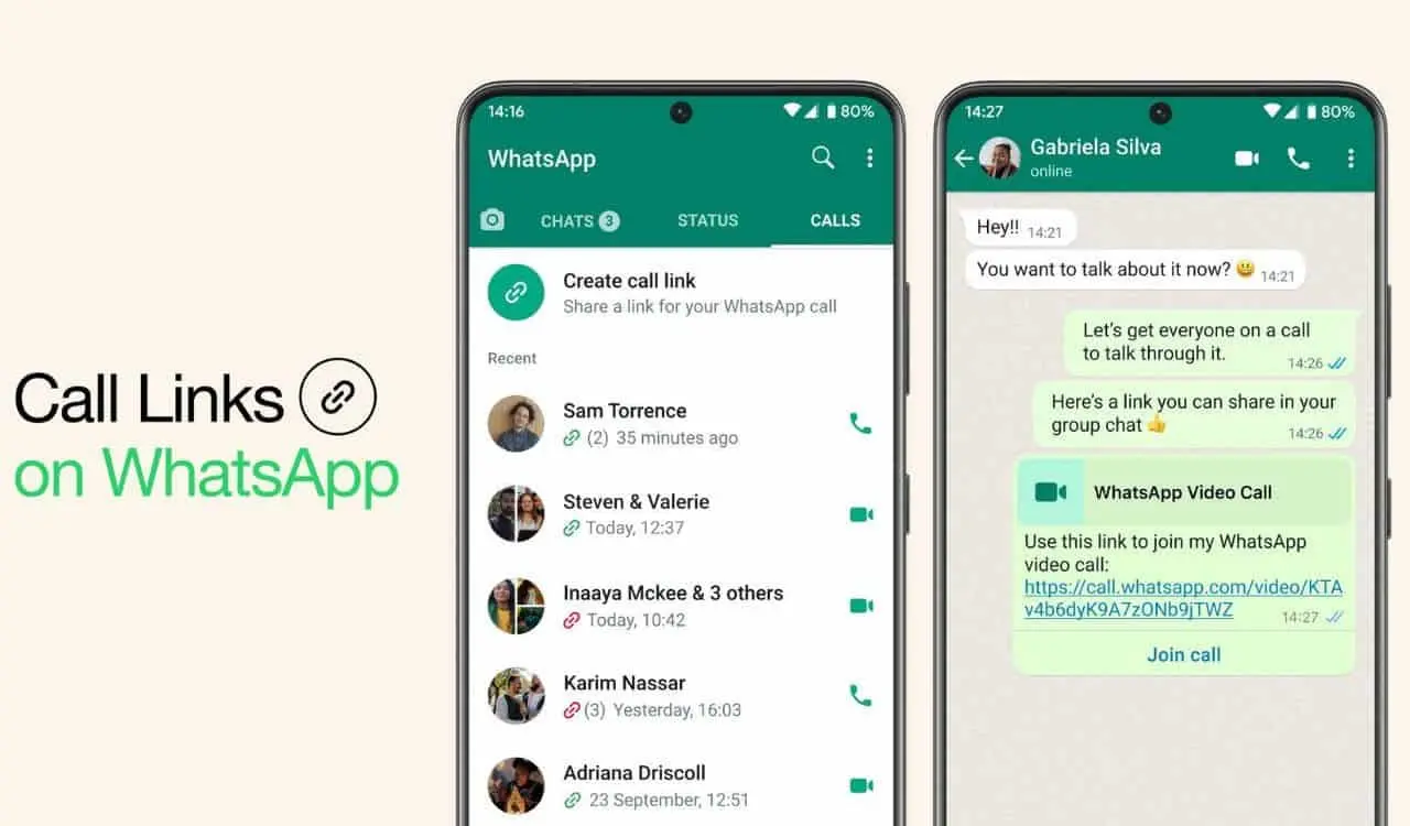 whatsapp call link a