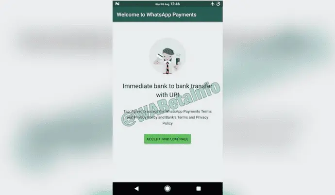 whatsapp upi based payment feature