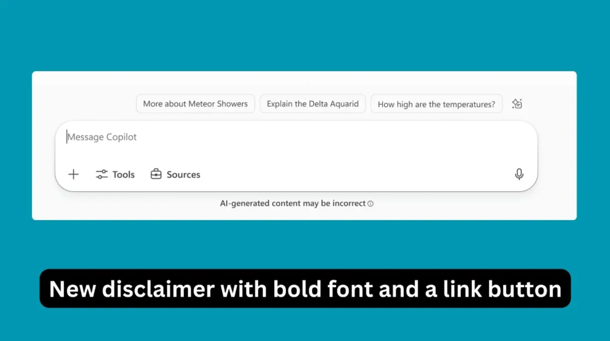 Microsoft CoPilot 365 Disclaimer