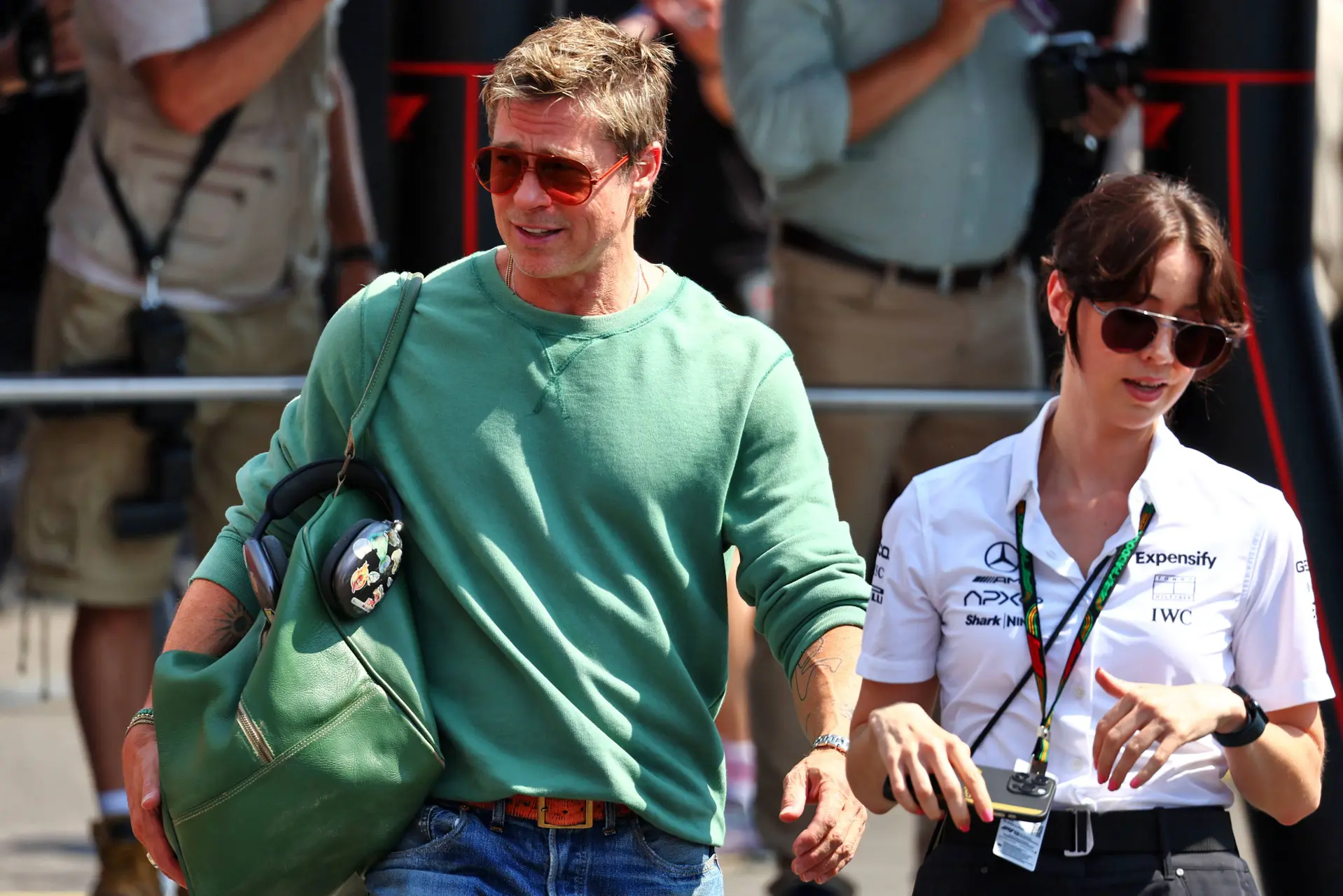 brad pitt on set for f1 movie