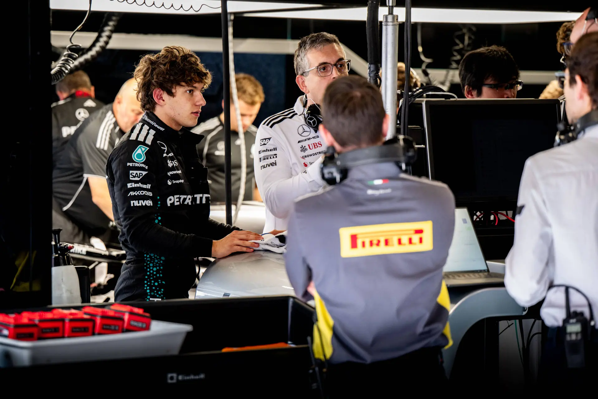 Antonelli at the Barcelona Pirelli tyre test via Pirelli