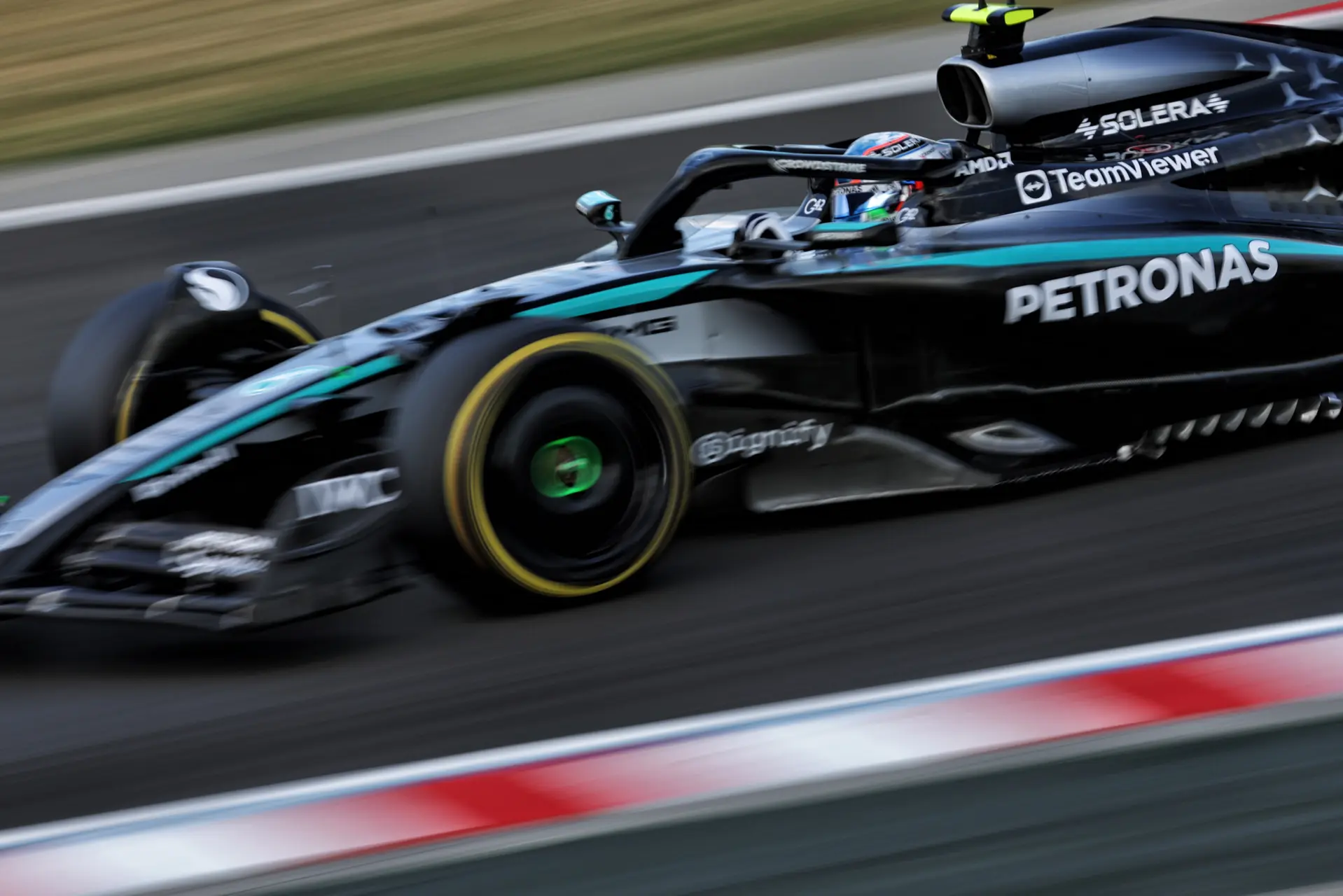 Kimi Antonelli driving the W16 at the Hungaroring