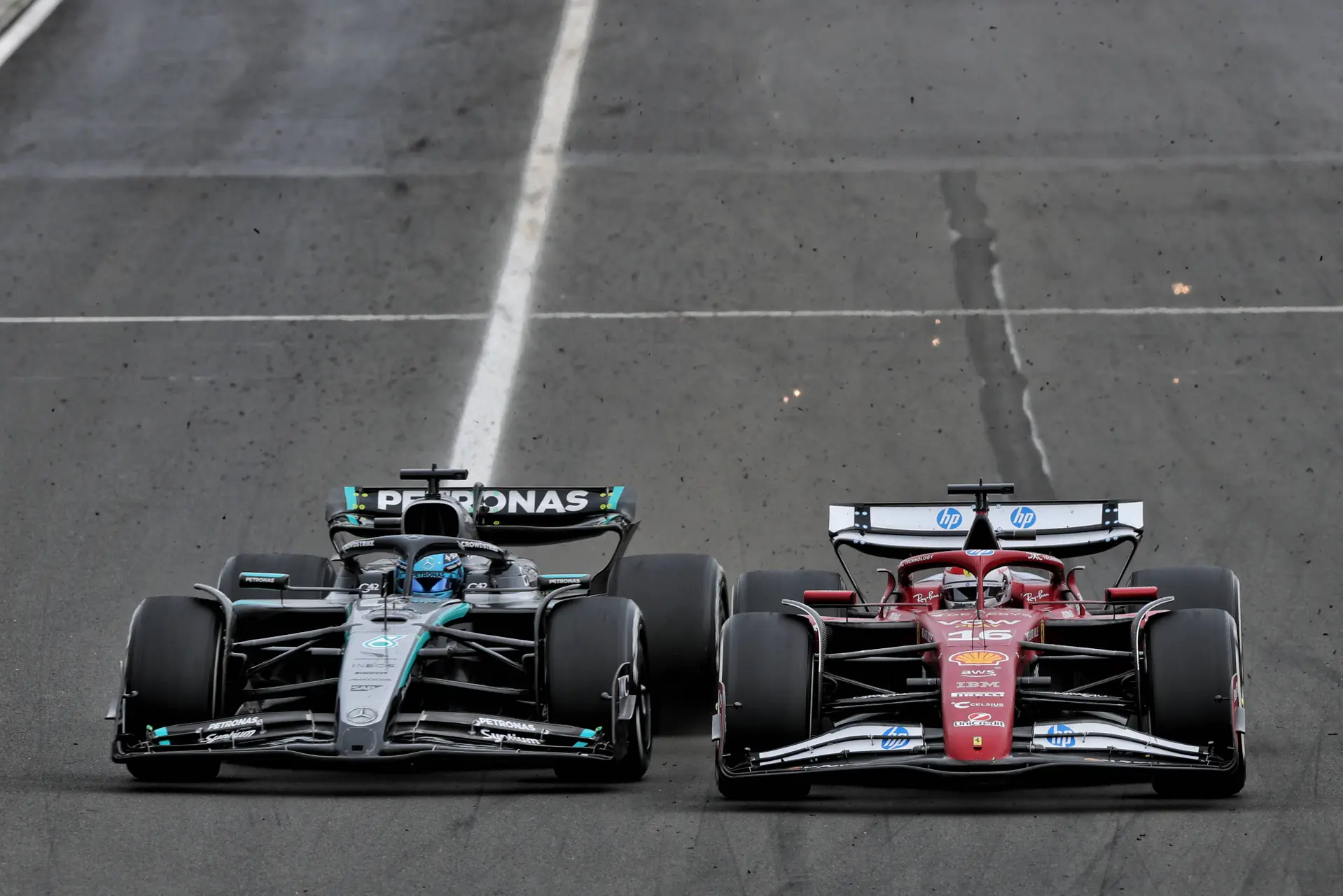 George Russell and Charles Leclerc nearly collided in Hungary