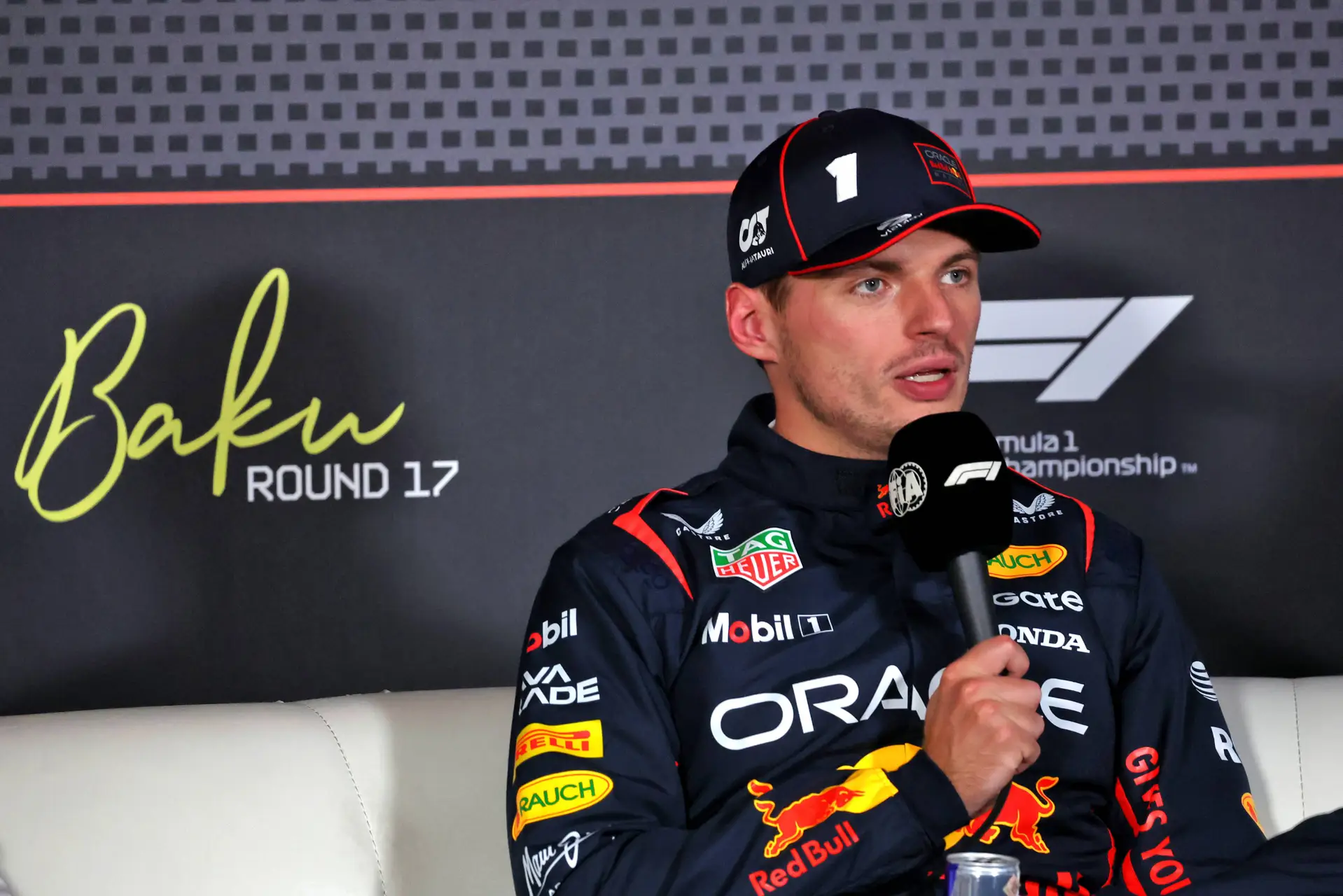 Max Verstappen during the Baku GP press conference. Photo: Racepictures.