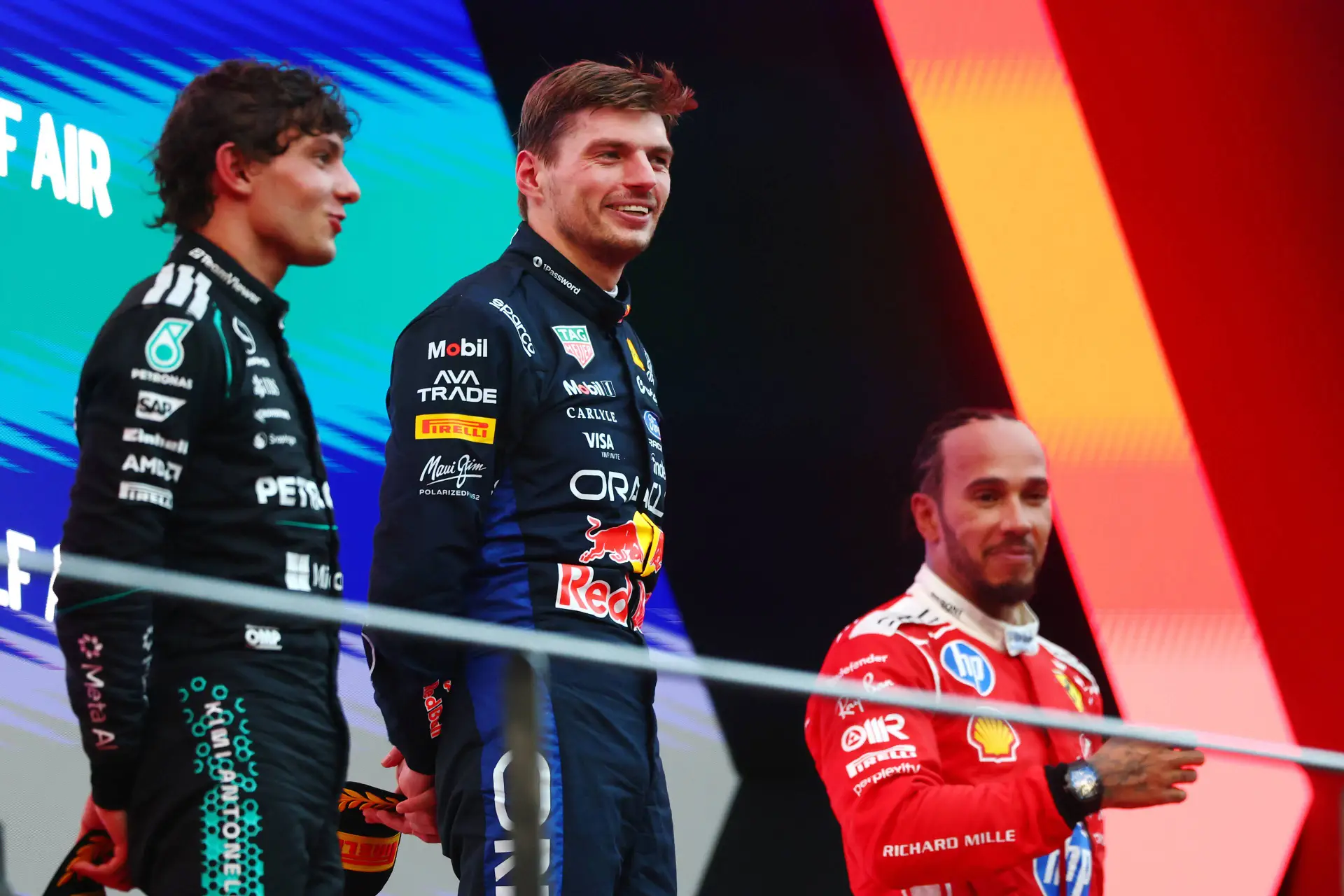 Verstappen, Antonelli, Hamilton Malaysia. Red Bull Contentpool