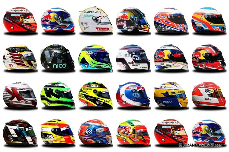 2016 formula 1 drivers helmets