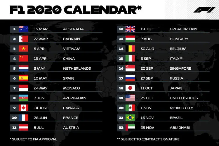 2020 wide clanedar f1 formula world championship dates